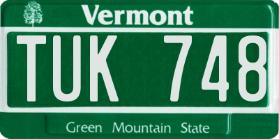 VT license plate TUK748