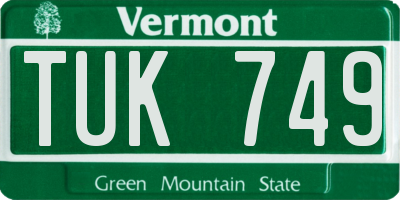 VT license plate TUK749