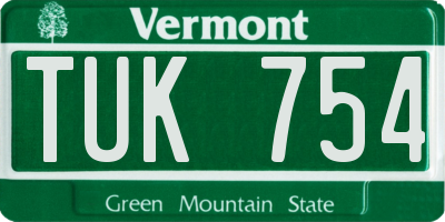 VT license plate TUK754