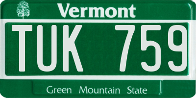 VT license plate TUK759