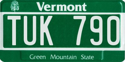 VT license plate TUK790