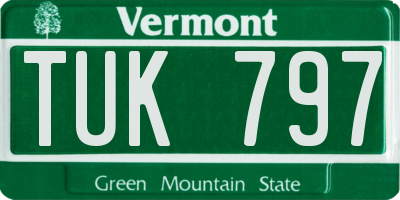 VT license plate TUK797