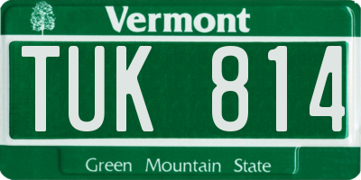 VT license plate TUK814