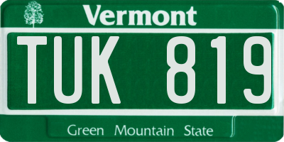 VT license plate TUK819