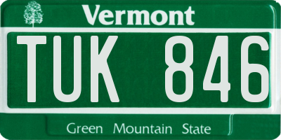 VT license plate TUK846