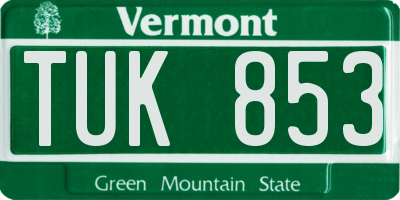 VT license plate TUK853