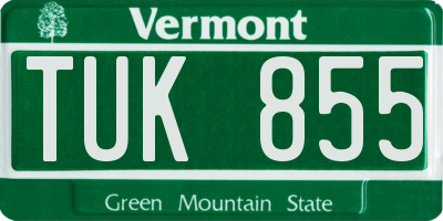 VT license plate TUK855