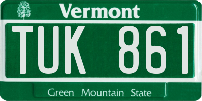 VT license plate TUK861