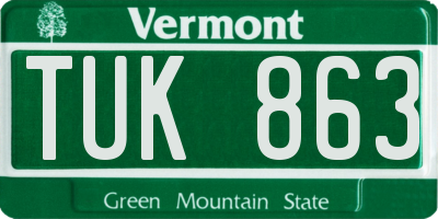 VT license plate TUK863