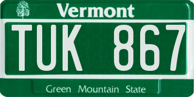 VT license plate TUK867
