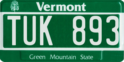 VT license plate TUK893