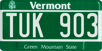 VT license plate TUK903