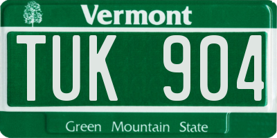 VT license plate TUK904