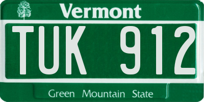 VT license plate TUK912