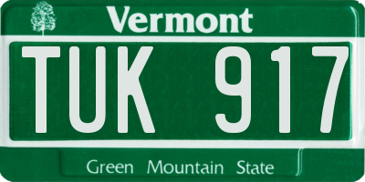 VT license plate TUK917