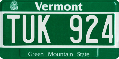 VT license plate TUK924