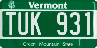 VT license plate TUK931
