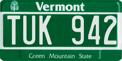 VT license plate TUK942