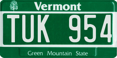 VT license plate TUK954