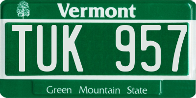 VT license plate TUK957