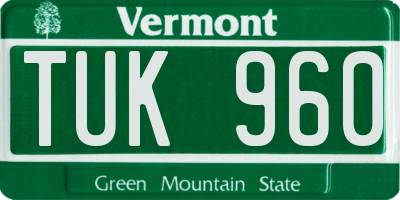 VT license plate TUK960