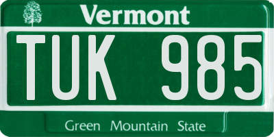 VT license plate TUK985