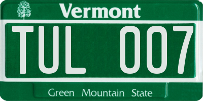 VT license plate TUL007