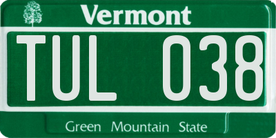 VT license plate TUL038