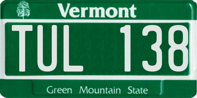 VT license plate TUL138