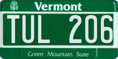 VT license plate TUL206