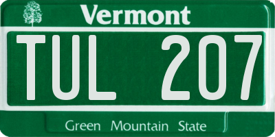 VT license plate TUL207