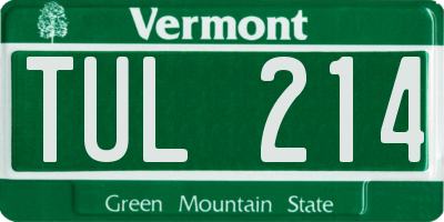 VT license plate TUL214
