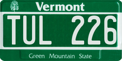 VT license plate TUL226