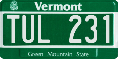 VT license plate TUL231