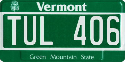 VT license plate TUL406