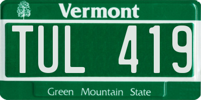 VT license plate TUL419