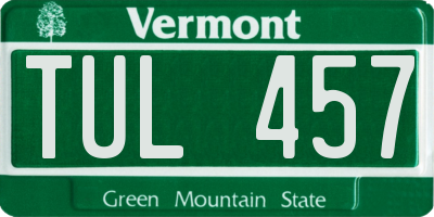 VT license plate TUL457
