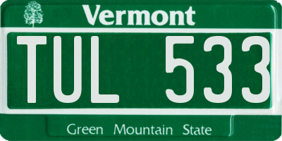 VT license plate TUL533