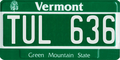 VT license plate TUL636
