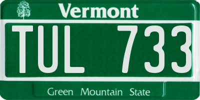 VT license plate TUL733