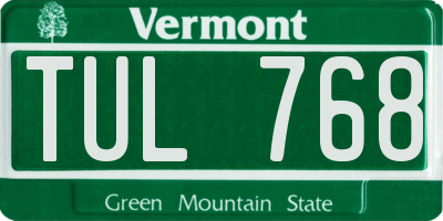 VT license plate TUL768