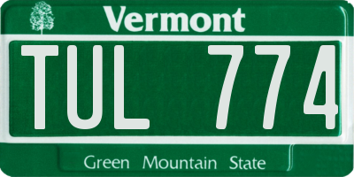 VT license plate TUL774