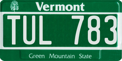VT license plate TUL783