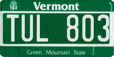 VT license plate TUL803