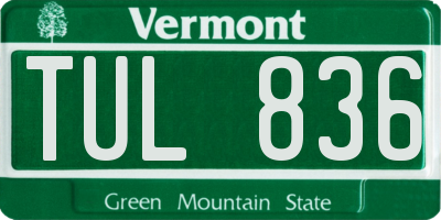 VT license plate TUL836