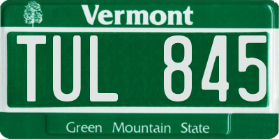 VT license plate TUL845