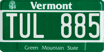 VT license plate TUL885