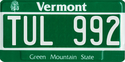 VT license plate TUL992