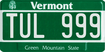 VT license plate TUL999