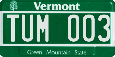 VT license plate TUM003